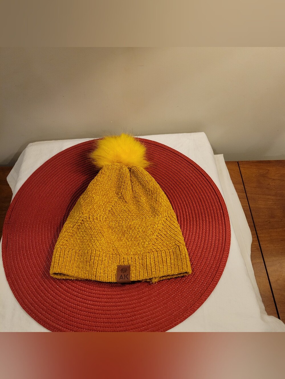 ⏺️EUC~ Alpine Kiss  Kids Yellow Pom-Pom Knit Beanie